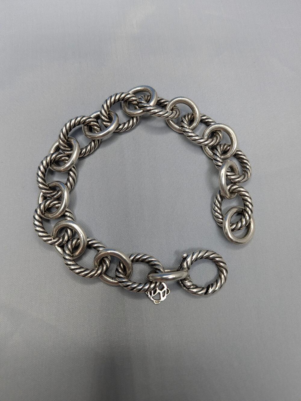 David Yurman Sterling silver designer Large Oval Link Chain Bracelet 7"